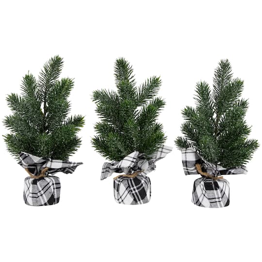 10" Unlit Iced Pine Artificial Christmas Tree Set